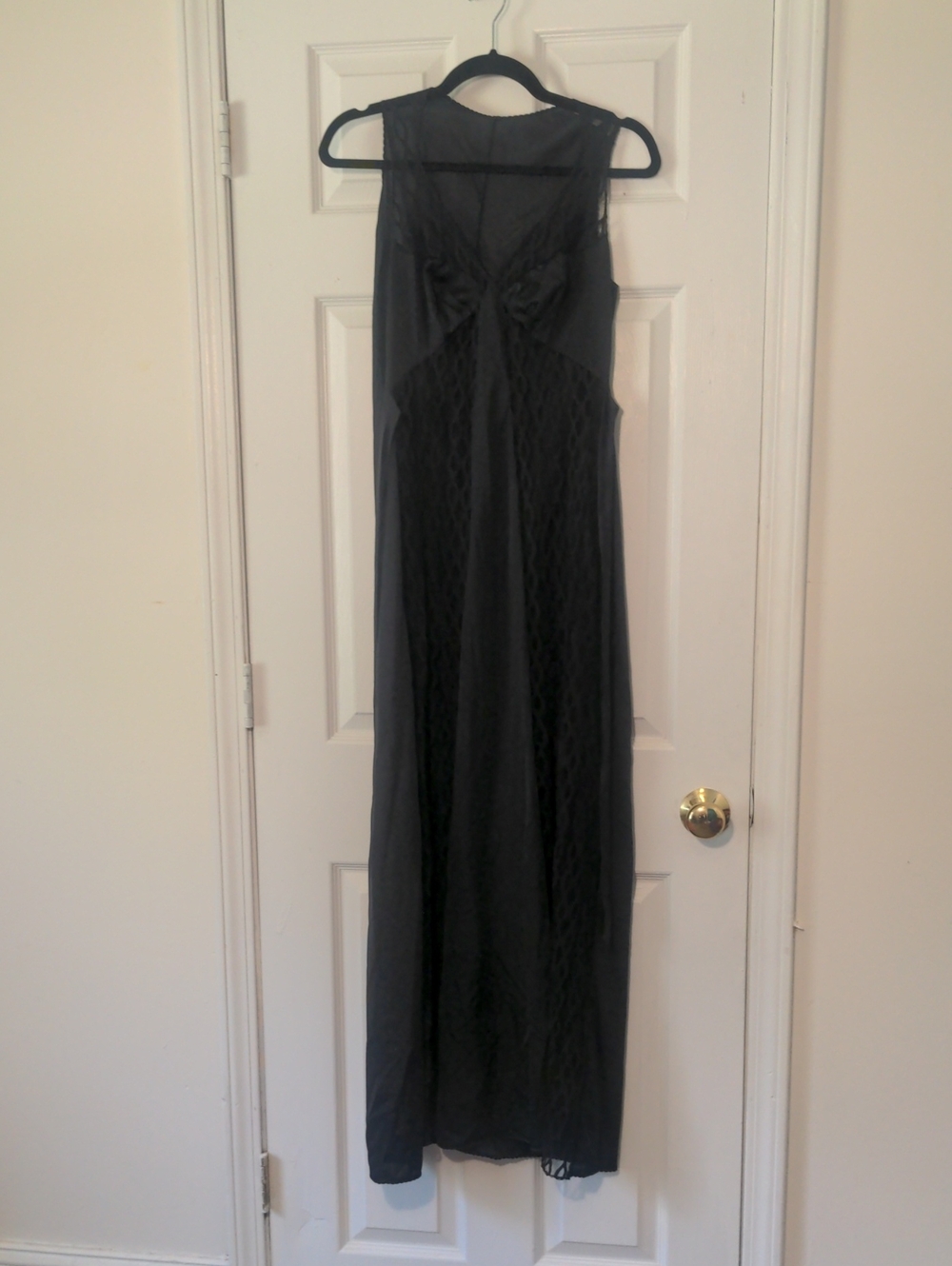 Vintage Lingerie Nightie, Black Lace 70s 80s